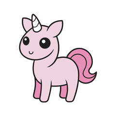 Kawaii Magical Unicorn With Fun Outline