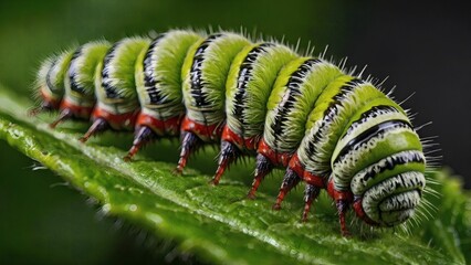 close up of a caterpillar on a leaf