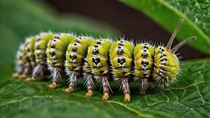 close up of a caterpillar on a leaf