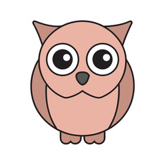 Kawaii Wide Eyed Owl With Outline