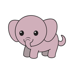 Kawaii Tiny Elephant With Line Art