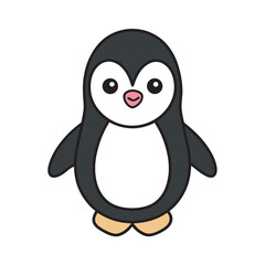 Kawaii Waddling Penguin Cute Outline Vector
