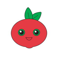 Cute Strawberry Fruit Kawaii Outline Vector