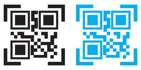 Simple qr code scan icon, Vector outline icon on white background.