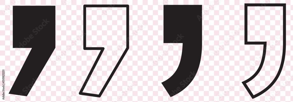 Fototapete a flat comma icon on a transparent background. quotation marks, isolated black vector icon in the fo