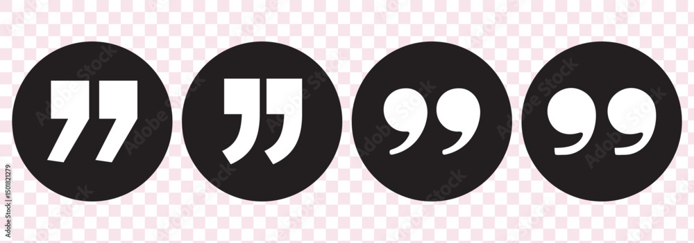 Fototapete a flat comma icon on a transparent background. quotation marks, isolated black vector icon in the fo