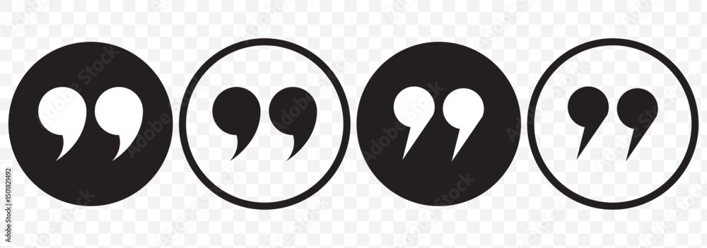 Fototapete a flat comma icon on a transparent background. quotation marks, isolated black vector icon in the fo