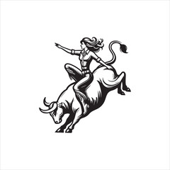 Bull Rodeo Showdown – Cowboy Riding a Bucking Bull in Action

