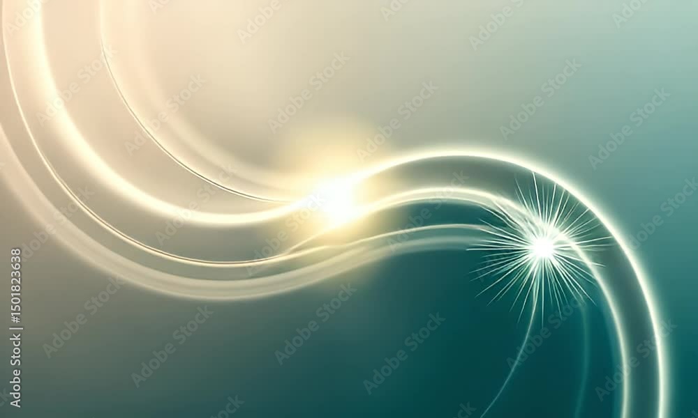 Aufkleber Abstract Digital Art with Dynamic Wavy Light Effects and Gradient Background