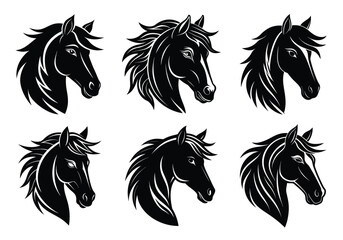 Horse Head Silhouettes Vector Art Collection
