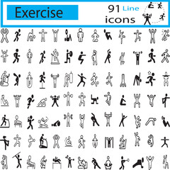 Minimalist Workout Icons Set – Vector Line Style for Health & Fitness 