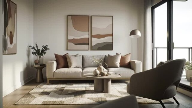 Elegant Living Room Interior With Contemporary Furniture And Decor Details
