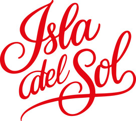 Isla del Sol - Red Script Text.