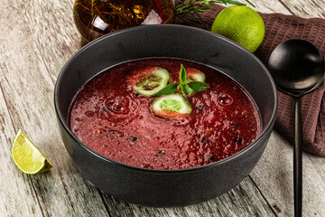 Sweet watermelon gazpacho with cucmber