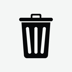 Download a clean, minimalist 2D vector illustration of a trash bin in black silhouette style. Perfect for UI icons, waste management designs, eco-friendly themes, infographics, and web or print use. 