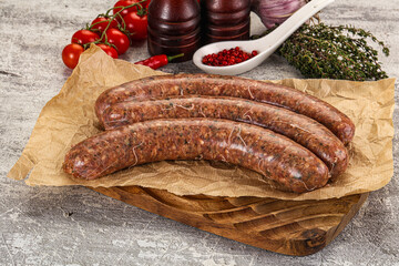 Raw beef and lamb sausages