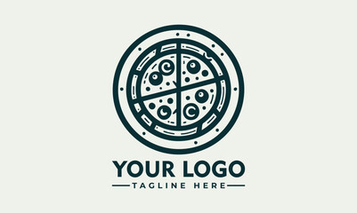 Ornate artistic pizza illustration divided into slices with decorative toppings and circular symmetry. Food concept
