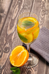Fototapeta premium Fresh homemade orange lemonade with mint