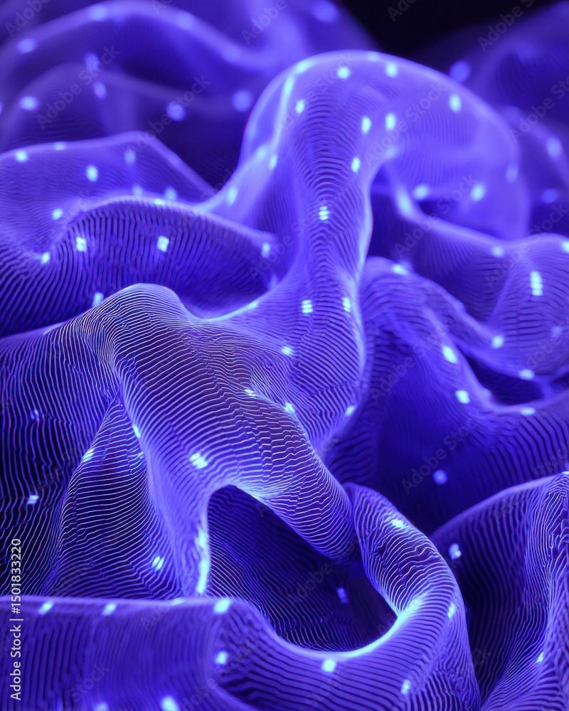 Canvas Prints abstract purple glowing fabric waves undulate in a mesmerizing close up view with bright spots and d