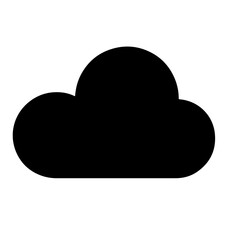 A simple black cloud illustration, symbolizing weather or data storage.