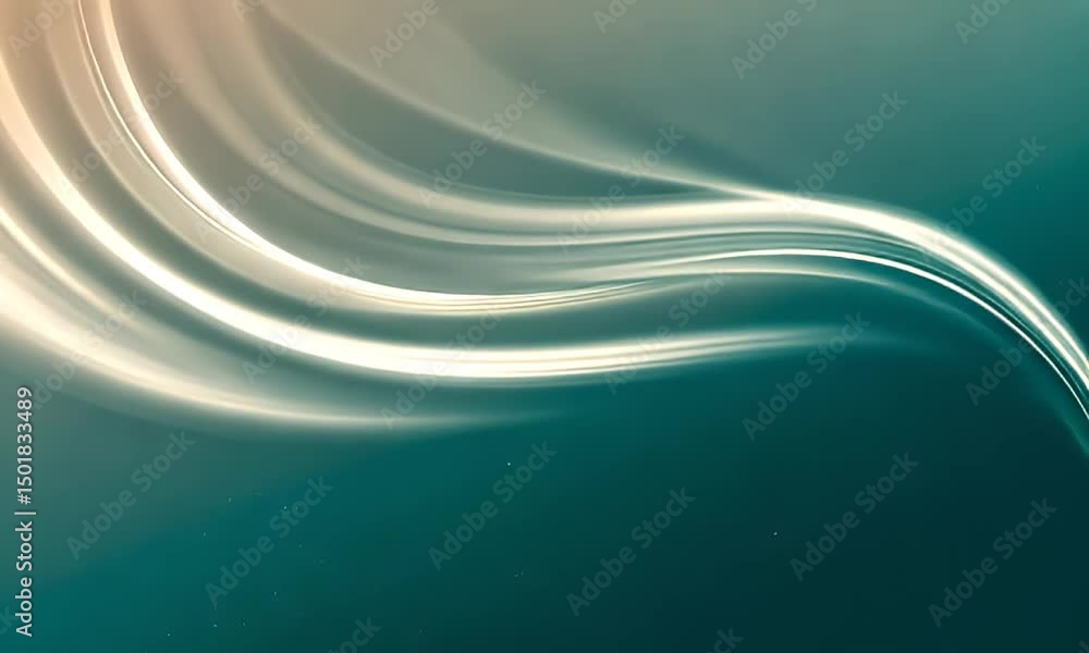Poster abstract wavy lines flowing across blue green gradient background with white light and soft curves