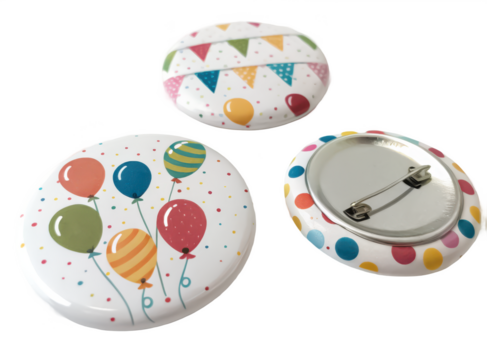 Birthday button pin set png party pin badges png birthday accessories png colorful button pins png custom pin set png celebratory pins png name badge pins png transparent background image