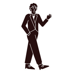 Silhouette of a man in a suit walking