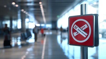 Fototapeta premium No smoking sign displayed in modern airport terminal