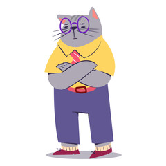 Frustrated cat character flat