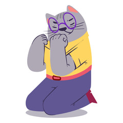Excited cat character flat