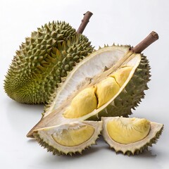 Fototapeta premium Jackfruit And Durian Fruit on White Background
