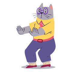 Scared cat character flat