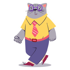 Walking cat character flat