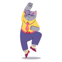 Jumping cat character flat