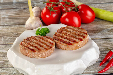 Grilled tuna steak fillet medallion