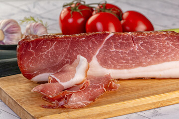 Dry parma pork meat piece