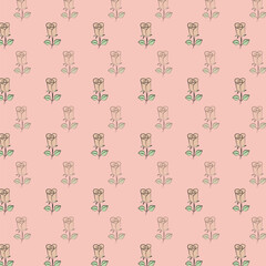 Seamless Pattern with Red Roses and Day Dear Text on Light Background