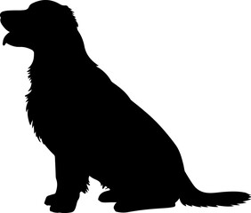  Dog breed black silhouette and line art