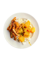 Delicious Plate of Rice with Chicken and Pineapple Curry Delight
