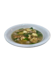 Delicious Bowl of Clear Soup with Fresh Ingredients and Aromatic Herbs