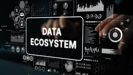 Modern Data Ecosystem Visualization with Charts, Graphs, and Digital Interface Representations for...