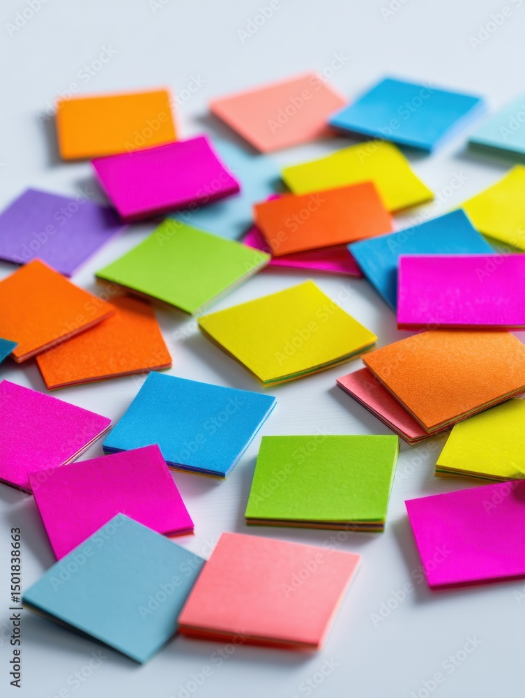 Aufkleber colorful sticker set scattered on a clean white background with vibrant hues and various shapes addi