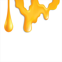 Melted honey dripping with seamless texture isolated on white background