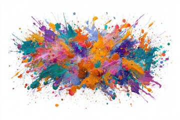 Colorful paint explosion splatter on white background