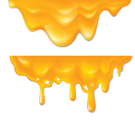 Melted honey dripping with seamless texture isolated on white background