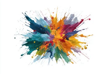 Colorful paint explosion splatter on white background