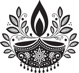 black and white floral ornament