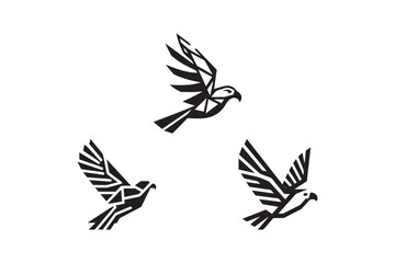 Simplistic eagle bird flying geometric logo vector. Eagle fly in the sky silhouette.