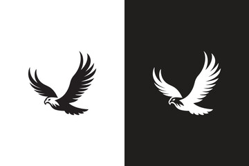 Simplistic eagle bird flying geometric logo vector. Eagle fly in the sky silhouette.