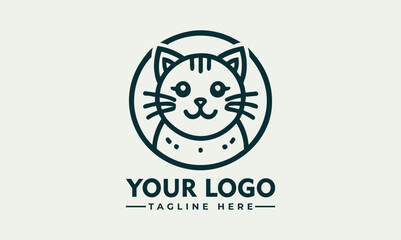 Minimalist black cat sitting in circular frame with elegant silhouette and clean lines. Animal concept
